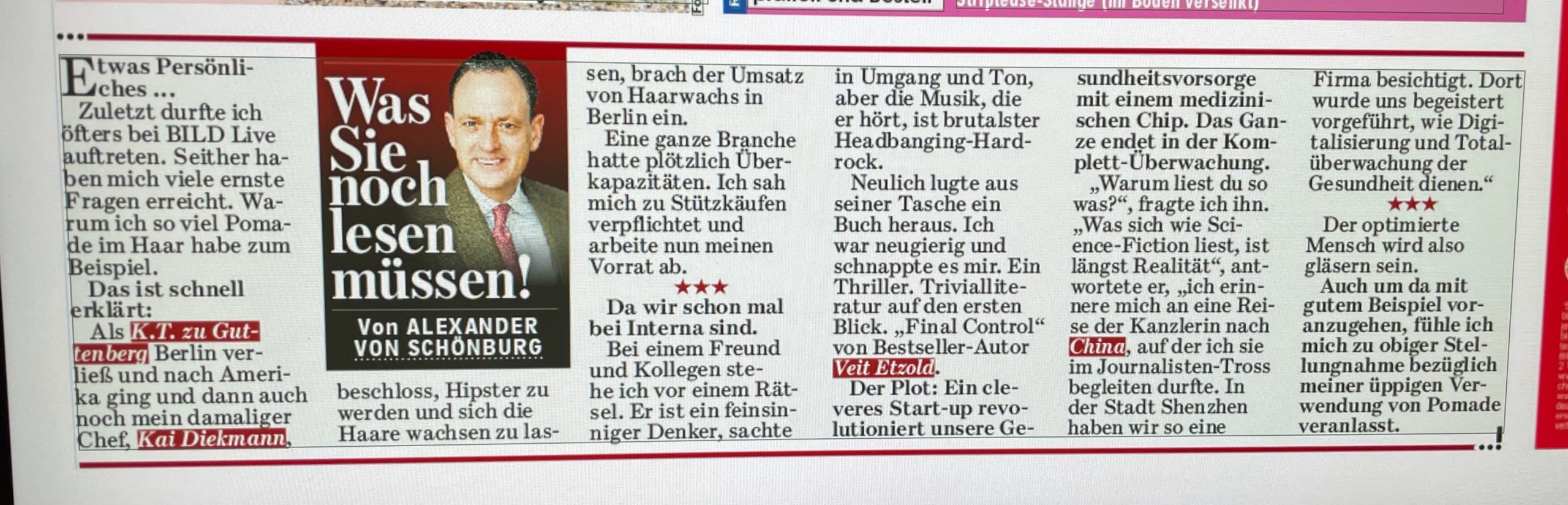 Final Control heute in der BILD